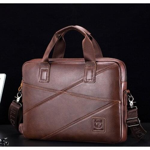 TopFight 2021 Genuine Leather Briefcase for Men Brown Office Laptop High Quality Fabric Fashion Large Capacity Lawyer Bags