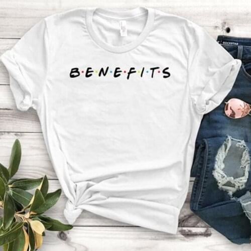 Benefits Print fashion street T shirt 100% cotton crewneck short sleeve funny top tees for women Ladies y2k aesthetic goth