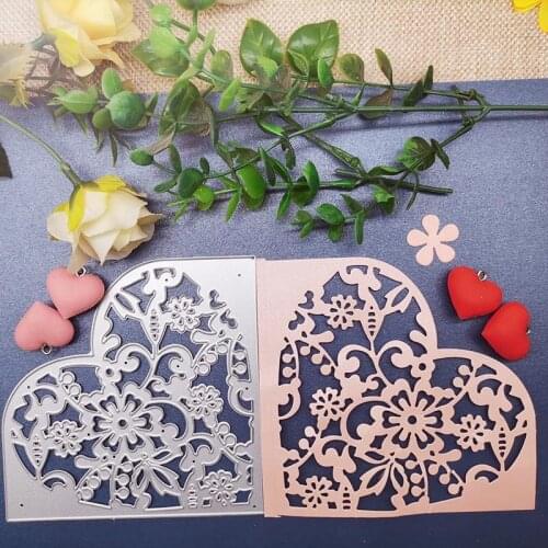 113*113mm Hollow Flower Heart Frame Cutting Dies Scrapbook Paper Decoration Template Embossing New DIY Paper Card Craft
