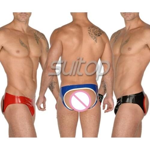 Suitop latex sexy brief with back hole