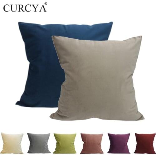 CURCYA Luxury Soft Velvet Throw Pillow Covers Large Solid Car Home Sofa Decorative Cushion Pillow Cases Big Housse De Coussin