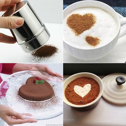 Stainless Steel Chocolate Shaker Cocoa Flour Powder Icing Sugar Coffee Sifter + Lid Coffee Sets Tools