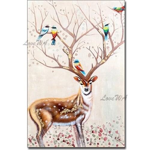 Modern Cartoon Art Oil Painting Design Handmade Animal Picture Wall Artwork Canvas Unframed Paintings Childrens Room Decoration