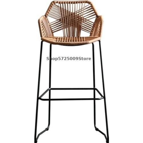 Modern Simple Nordic Bar Chair Family Balcony Outdoor Courtyard Back High Chair Bar Front Desk Leisure Bar Stool