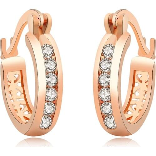 Wedding women ladyFashion Crystal Stone Hoop Earrings Gold Color Silver Women Wholesale jewelry Top Quality engagement charms
