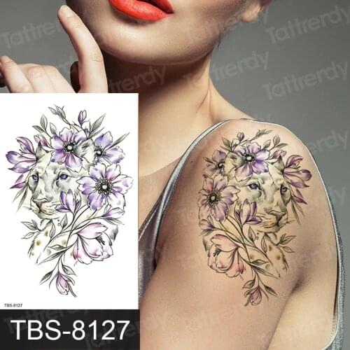 Tatouage temporaire femme flower tatoo stickers for girls women sexy body art animals rose wolf tatoo fake waterproof arm sleeve