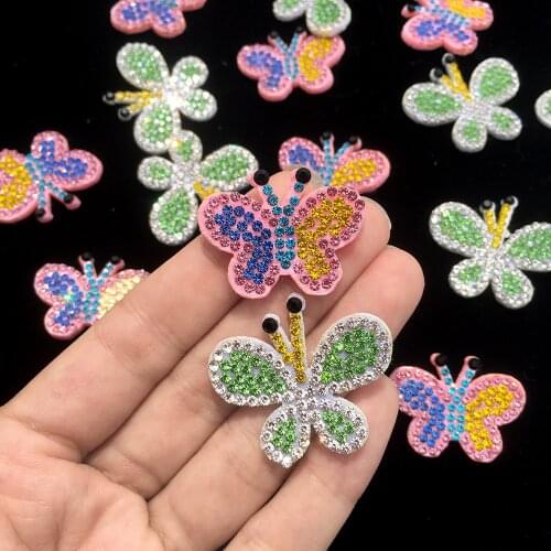 20pcs Rhinestone Butterfly Diamond Patches on Clothes Dress Diy Full Diamond Embroidery Fabric Clothing Thermoadhesive Patches