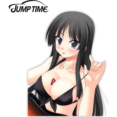 Jump Time 13 x 11.2cm For K-ON! Akiyama Mio Car Stickers Cartoon Bumper Personality Decal Windshield Graphics Car Assessoires