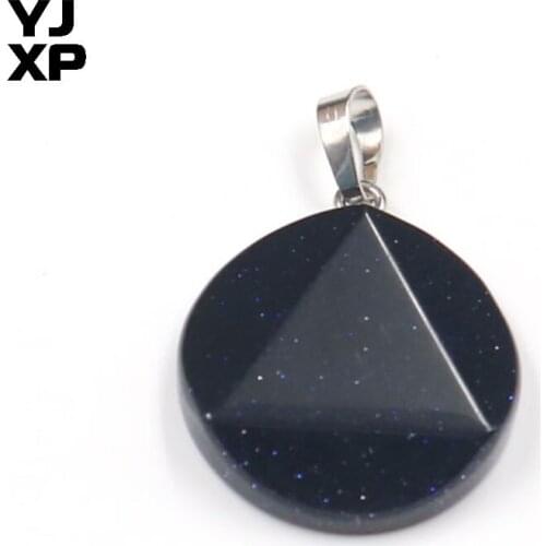 YJXP Classic Style Silver Plated Star of David Triangle Shape Blue Sand Stone Pendant