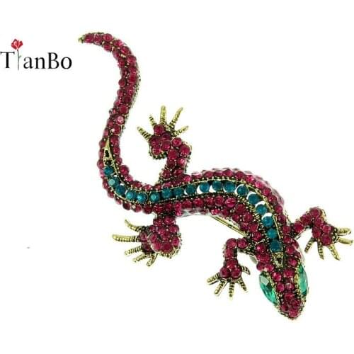 Pins Lizard Brooch For Womens Shirt Cute Golden Gifts Fashion Jewelry Metal Cute Pin Set Rose Rhinestone Jewelry Gecko