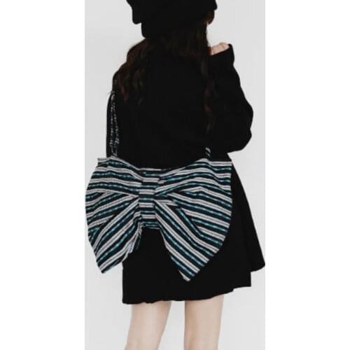 Women Bag Cotton Fabric Bow Bag Solid Lady Zipper Soft High-Capacity Shoulder Bag Pures And Bags Crossbody Sweet Girls Bag