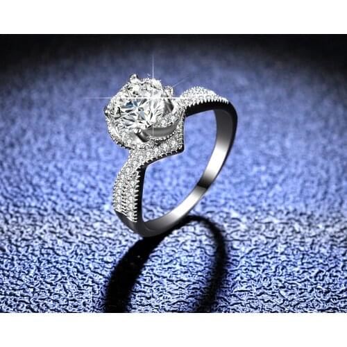 1 Carat 925 Sterling Silver Ring Moissan Diamond Rose Flower Shape Woman Ring Classic Engagement Jewelry