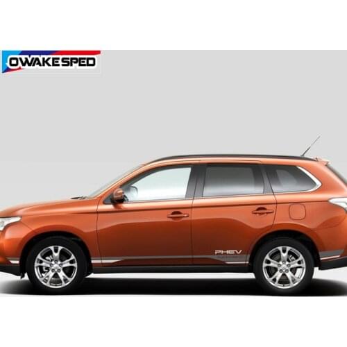 Sport Stripes Auto Door Side Skirt Stickers For Mitsubishi Outlander PHEV Car Styling Body Decor Vinyl Decals