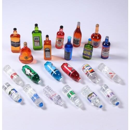 20pcs Dollhouse Miniature Simulation Water and Wine Drink Pretend Play Kitchen Food for Blyth barbies Doll Miniature Toys