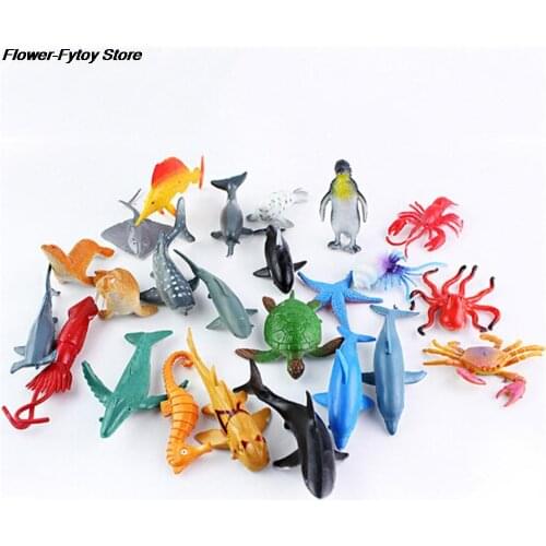 24pcs/lot 4-7cm PVC Pool Fish Toy Early Education Marine Animals Figure Gift For Children Kids Sea Life Model Toys