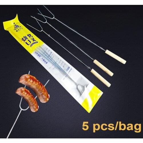50cm length bbq stick bbq forks Hot sale BBQ Tools 5pcs/bag BBQ Skewer