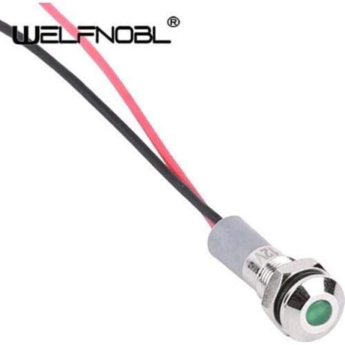 6mm IP67 LEDc Metal Indicator light 6mm waterproof Signal lamp 6V 12V 24V 220v with wire red yellow blue green white