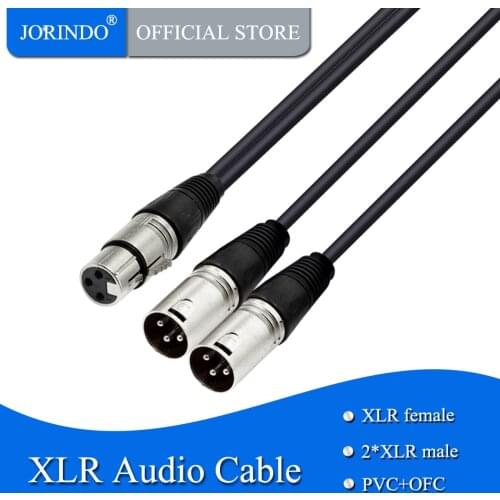 JORINDO 0.3M/9.8FT Dual XLR to XLR audio cable,3-pin XLR male to 2 male XLR Microphone lines Connect the amplifier sound card