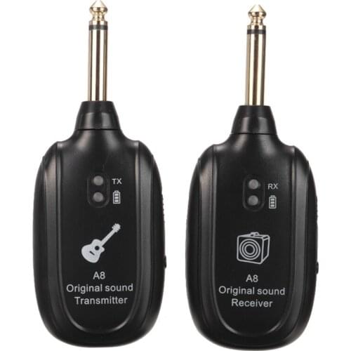 1 Pair UHF Wireless Guitar System Transmitter+Receiver For Guitar Bass Accessories Built-in Rechargeable Lithium Battery
