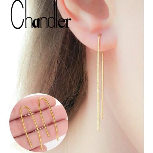 Chandler 1 pair Long Line Threader Earrings Minimalist Earrings Ear Threads Pull Through Hook Earring For Women Fashion Jewelry
