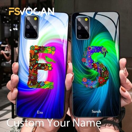 DIY Custom Name Phone Case For Samsung Galaxy S21 S20 FE Plus A71 70 A51 50 S10 Note 20 10 Ultra Flowers Initials Fashion Cover