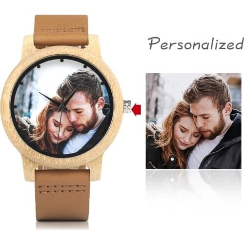 BOBO BIRD Personal Photo Printing Relogio Masculino Customized Logo Wood Watch with Gift Box Drop Shipping