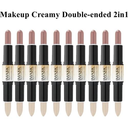 10PCS Makeup Creamy Double-ended 2in1 Contour Stick Contouring Highlighter Bronzer Create 3D Face Concealer Full Cover Blemish