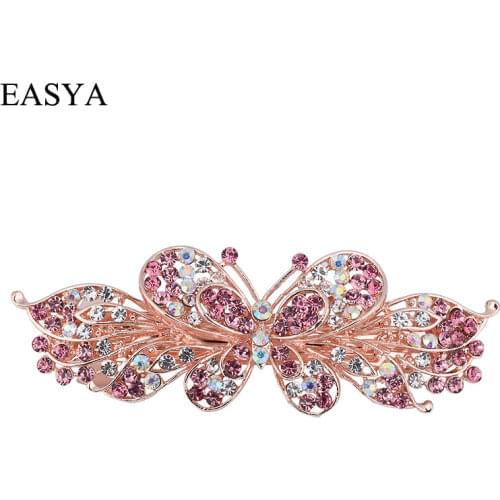 EASYA New Fashion Butterfly Barrettes Hair Accessories Hairwear Jewelry Womens Crystal Butterfly Hair Pins Hair Clips