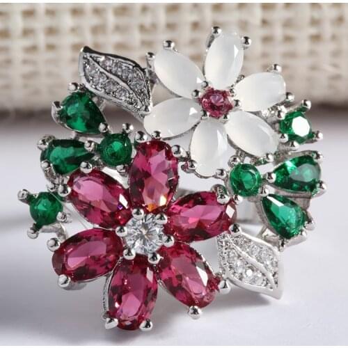Elegance Exquisite Female Ring Fashion Seven Color Ice Ling Flower Shaped Rings For Women Bridal Wedding Jewelry Gift Wholesale