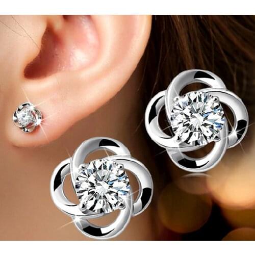 Elegant OL Stud Earring 925 Sterling Silver AAA Grade CZ Flower Earrings Gift Jewelry For Woman Fashion Jewelry