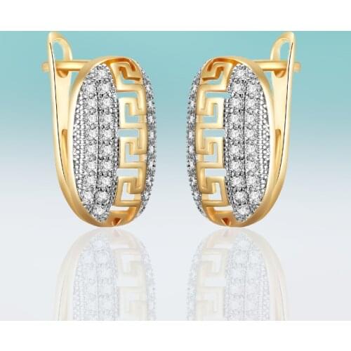 Classic Hollow Stud Earrings Cubic Zirconia Gold Silver Color Korean Earrings for Women Fashion Jewelry Send Friend Gifts