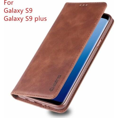 Leather Cases For Samsung Galaxy s8 s9plus Case Cover Luxury Vintage Plain Matte Magnetic Flip Phone Bag For SAMSUNG S9 s8 Coque