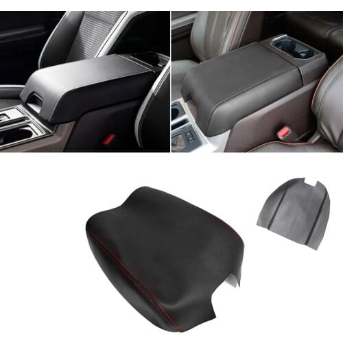 Soft Leather Armrest Cover For Ford F150 2015 2016 2017 2018 2019 Car Center Console Lid Armrest Box Bench Seat Cover Trim