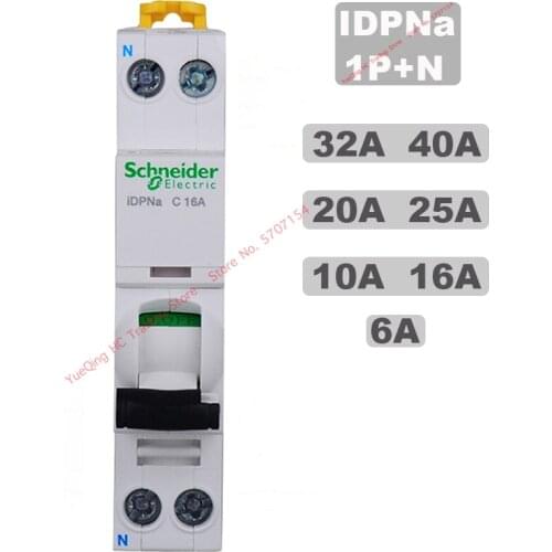 Schneider Electric MCB Circuit Breaker Air Switch 18mm Small MINI 2P IDPNa 1P+N AC 10A 16A 20A 25A 32A 40A Disjoncteur Miniature