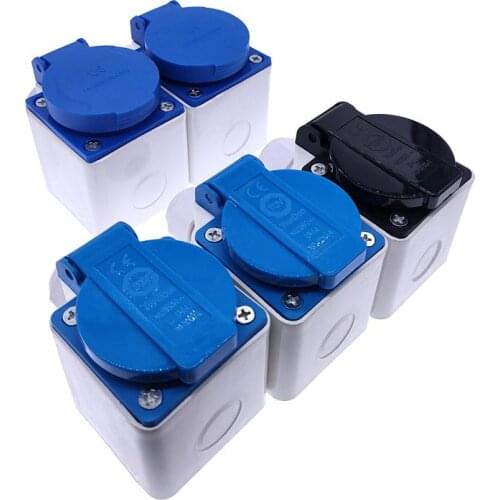 Multi-function outdoor waterproof socket industrial box EU socket copper contact body with Waterproof Cover and box connector
