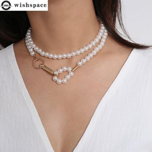 Wishspace multilayer pearl sweater chain, handmade beaded popular woman necklace jewelry party gift choice