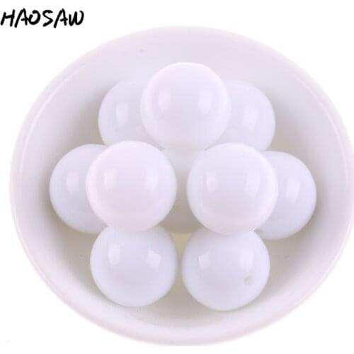 Fashion Handmade Jewelry 20MM 100pcs Extra White Color Gumball Bubblegum Acrylic Solid Beads Chunky Beads For Necklaces Jewelry