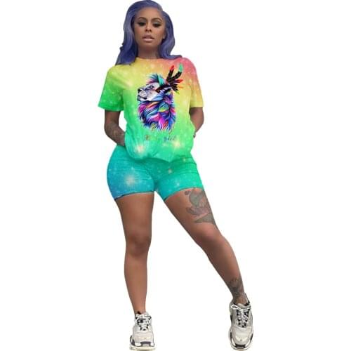 Youth Clothing Sexy Shorts Suit Summer Womens Casual Fashion Colorful Starlight Two-Piece Suit