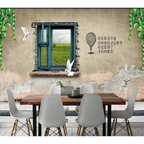 Papel de parde Cement wall windows cafe restaurant 3d wallpaper living room kitchen wall papers home decor