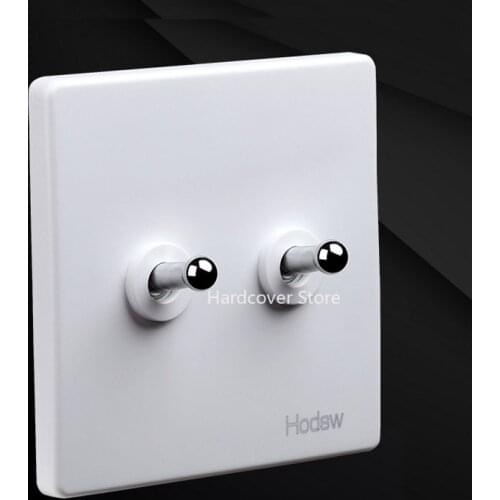10pcs High Quality 86 Retro White Wall Lamp Silver Lever Toggle Switch 1-4 Gang Single Dual Control 2 Way Light Switch 10A250V