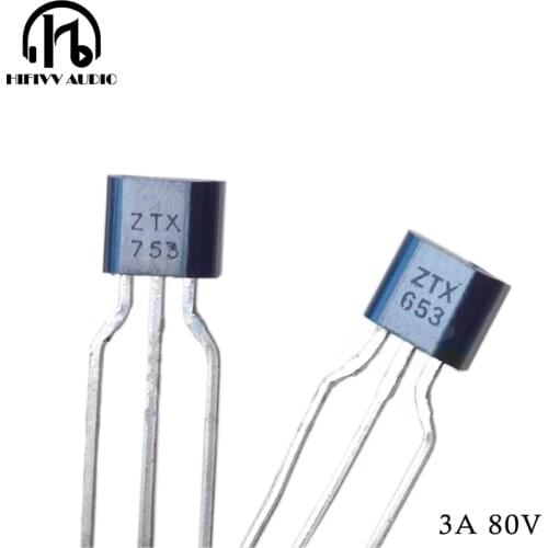 New original ZTX653 ZTX753 ZTX653/753 3A 1W 80V IC Triode of hifi audio amplifier preamplifier a lot of ZTX653+ZTX753