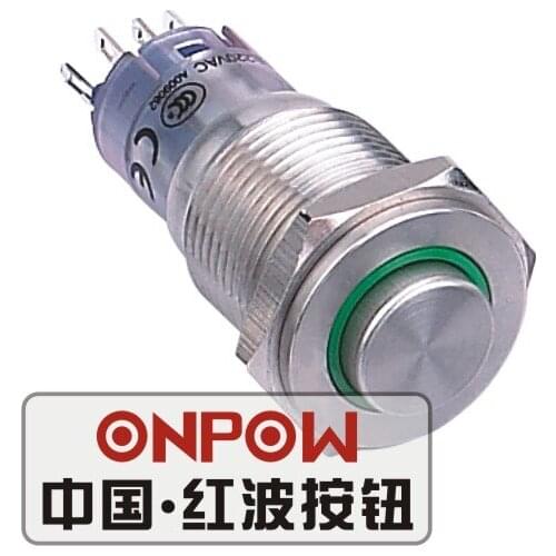 ONPOW 16mm Momentary High round 12V,24V,110V,220V Angel eye LED Stainless steel Push Button Switch (LAS2GQPH-E/S) CE,RoHS