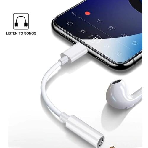 For Lighting to 3.5mm Jack Adapter For iPhone 12 11 Pro Max 8 7 + XS XR SE 2020 12 Mini Headphones Splitter Aux Conector Cables