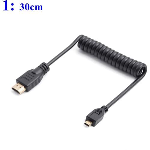 Mirco -HDMI to HDMI-compatible Spring cable For Sony A7 M2 M3 R3 R4 S2 A9 6400 65 66HD video signal cable Support 3840x2160 30P