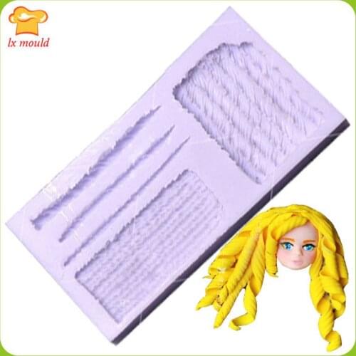The latest Fondant Dolls Essential Mold Silicone Mould Fondant Curls Dolls Hair Texture Mat