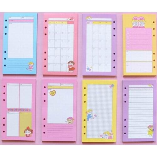 A6 Loose Leaf Notebook Refill Spiral Binder Planner Inner Page Inside Paper Diary Weekly Monthly Plan To do Line Dot grid 8Style