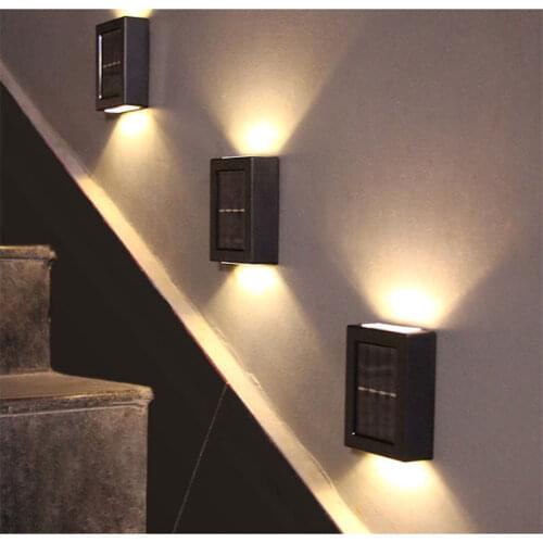 2PC Black Modern Solar Panel 2LED Wall Street Led Light Power Garden Outdoor Lighting Waterproof Wall Lamp Light Up And Down