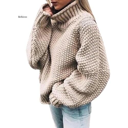 Warm Casual Sweater Turtleneck Winter Knitted Sweater Women Pullovers Casual Orange Sweaters Loose Female Jumpers