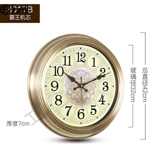 Retro Metal Gold Luxury Wall Clock Living Room Modern Design Silent Antique Wall Watches Home Decor American Style Reloj Mural