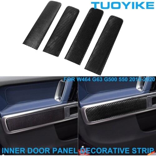 Real Carbon Fiber Interior Inner Door Panel Decorative Strip Frame Cover Trim Stick For Mercedes BENZ W464 G63 G500 G550 2019-20